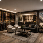 Cave moderne et sophistiquee avec cave a vin
