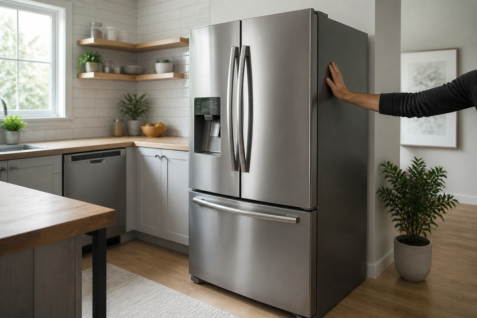 Refrigerateur moderne en acier inoxydable