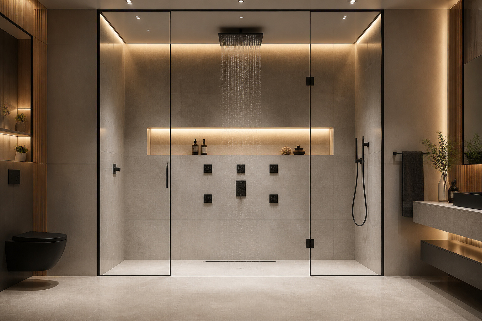 Douche italienne moderne et luxueuse