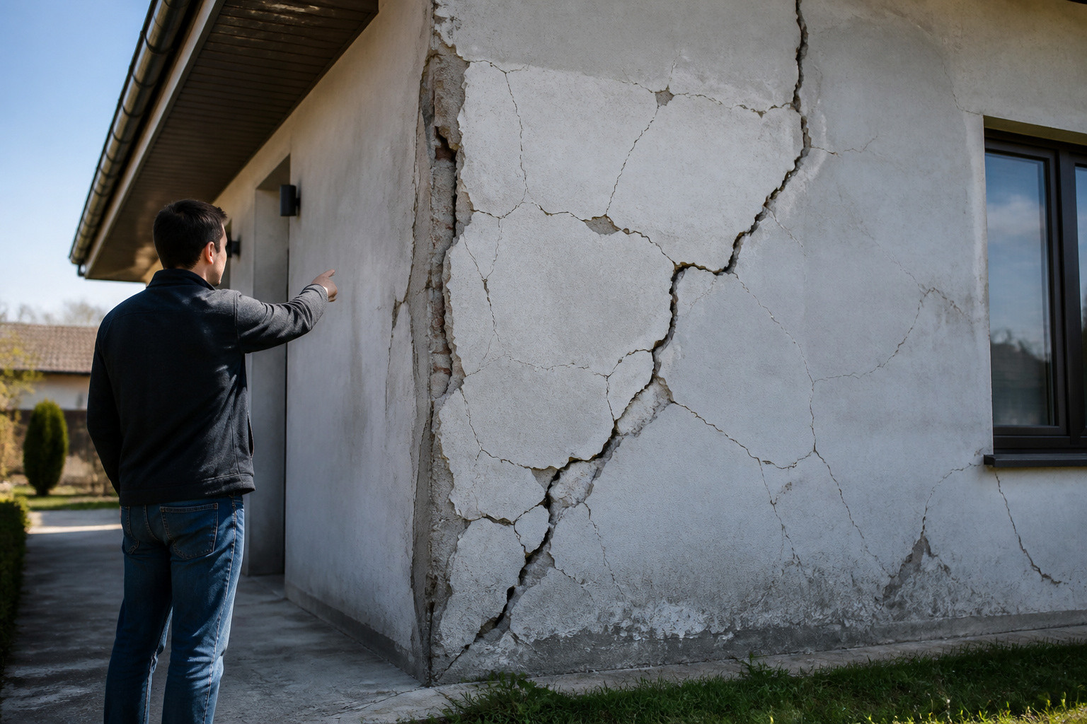 Fissures sur un mur de maison moderne