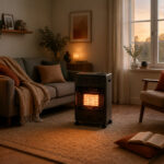 Chauffage dappoint gaz dans un salon cosy