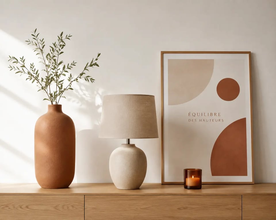 Comment optimiser l'aménagement de son intérieur avec des objets déco sur un buffet avec vase, lampe et bougie