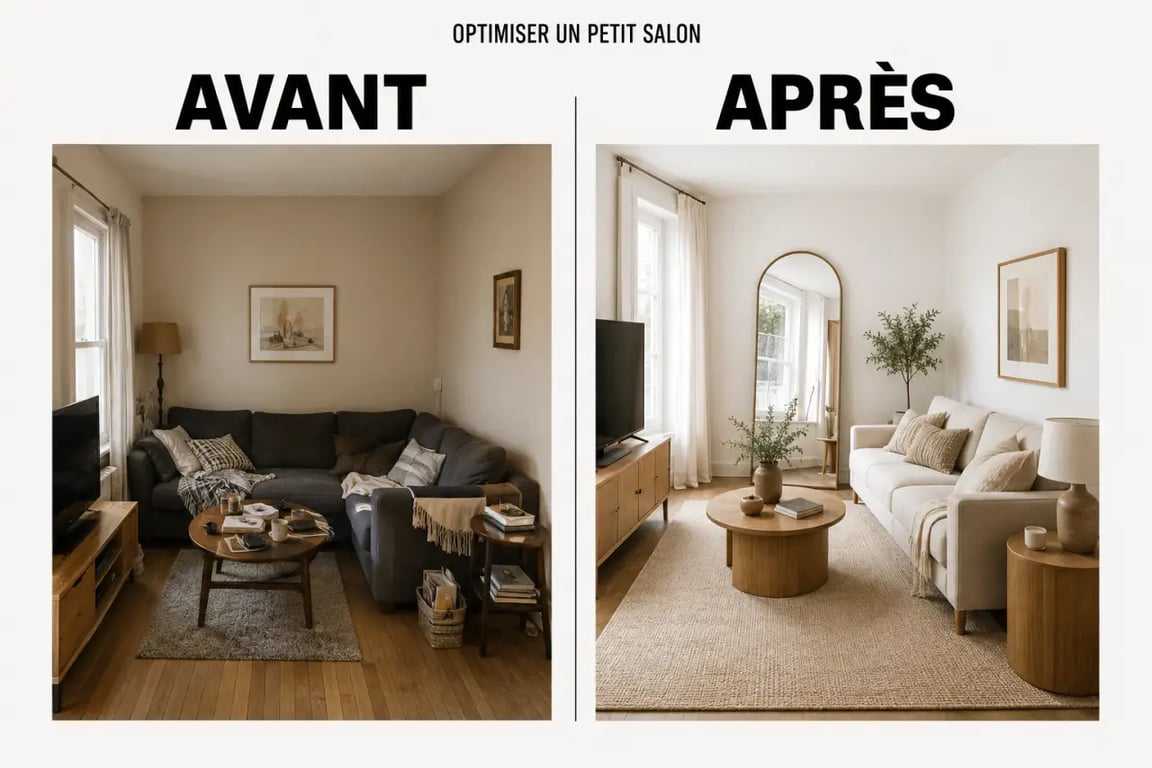 Comment optimiser l'aménagement de son intérieur avec des objets déco dans un petit salon avant et après