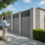 Mur de propriete moderne et plan